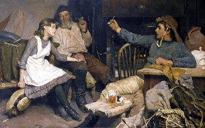Frank_Bramley_-_Every_One_His_Own_Tale_1885
